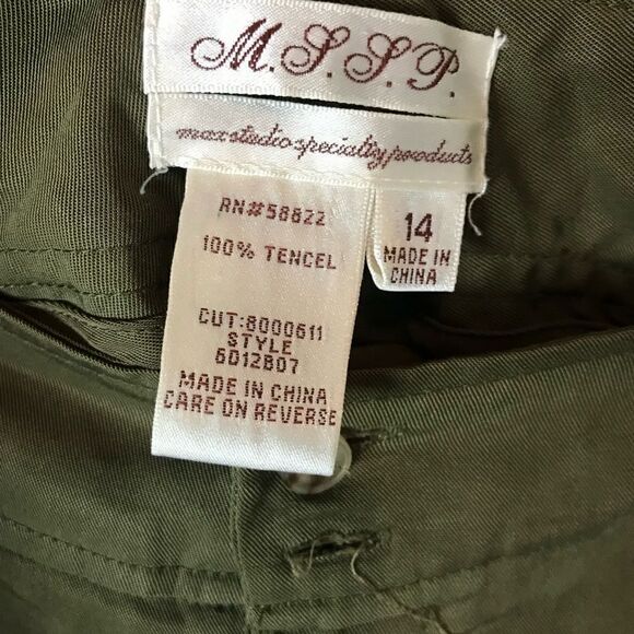 M.S.S.P. Belted khaki green Pants 14 - Picture 8 of 9